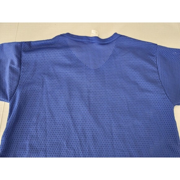 Franklin Youth Boys Medium Giants Mesh Blue Short Sleeve Top Jersey V Neck - Picture 6 of 7